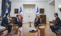Sergio Rademacher, C&eacute;sar Cernuda, Sebasti&aacute;n Pi&ntilde;era y Robert Ivanschitz en La Moneda